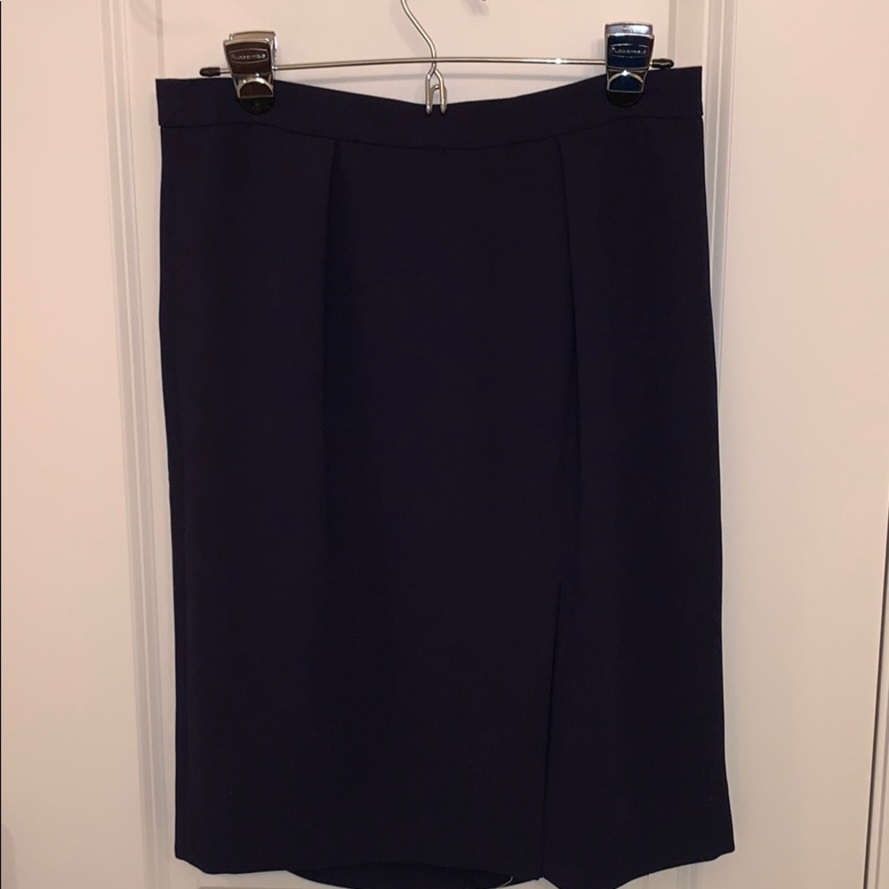 J Crew Navy pencil skirt with slit